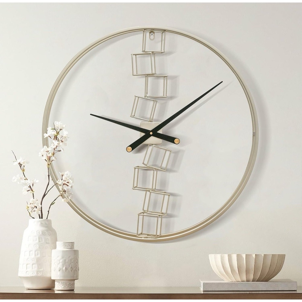 Micasso 24 in Simple Blocks Wall Clock Gold Modern Minimalist Any Room New